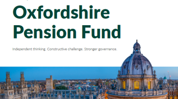 Independent Person Oxfordshire Pension Fund brochure with Radcliffe Camera at dusk